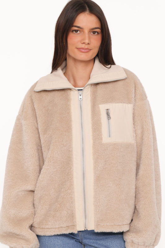 Branda | Chaqueta Sherpa con Cremallera - Beige