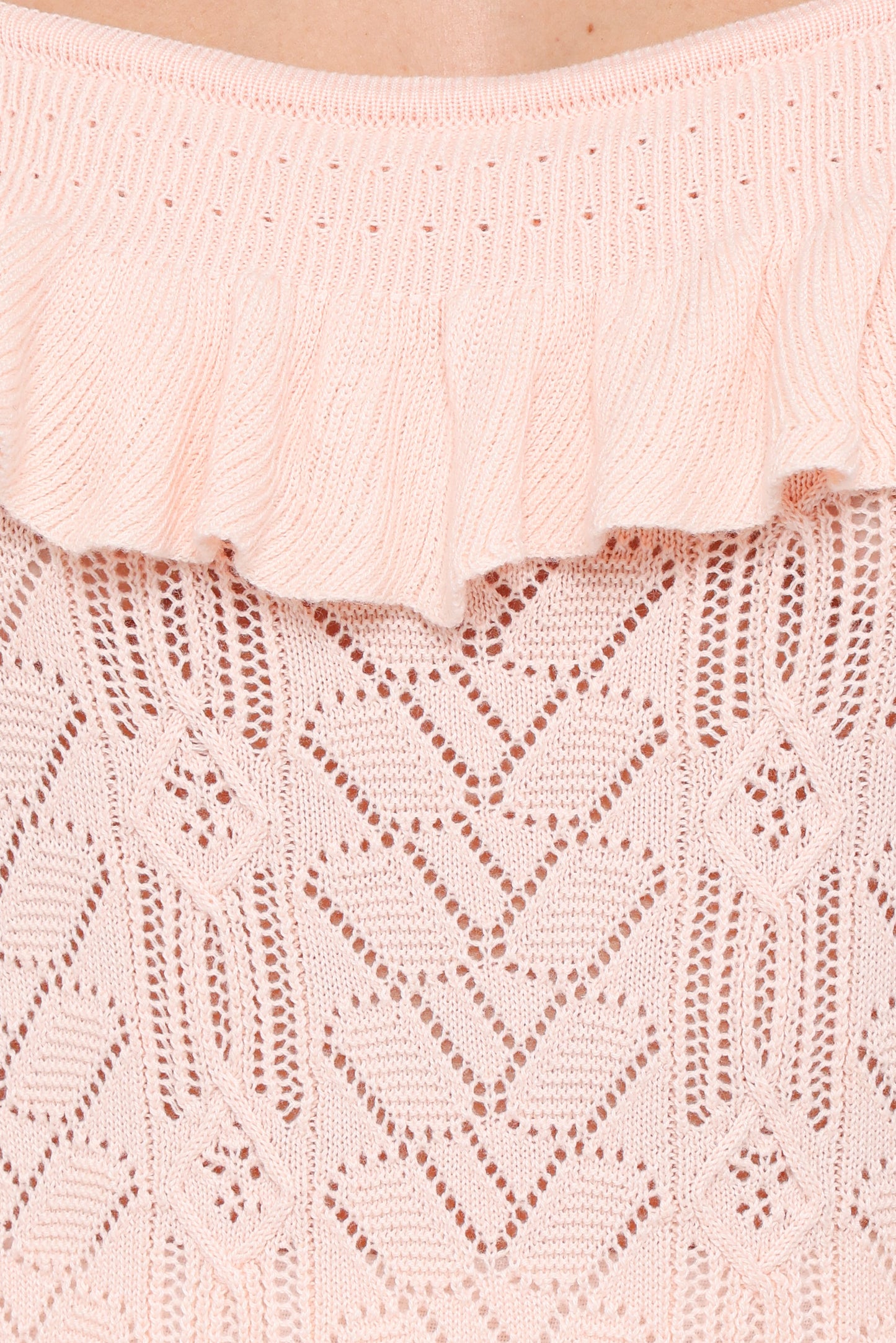 Felicia | Top Tejido con Encaje Pointelle - Rosa Pálido