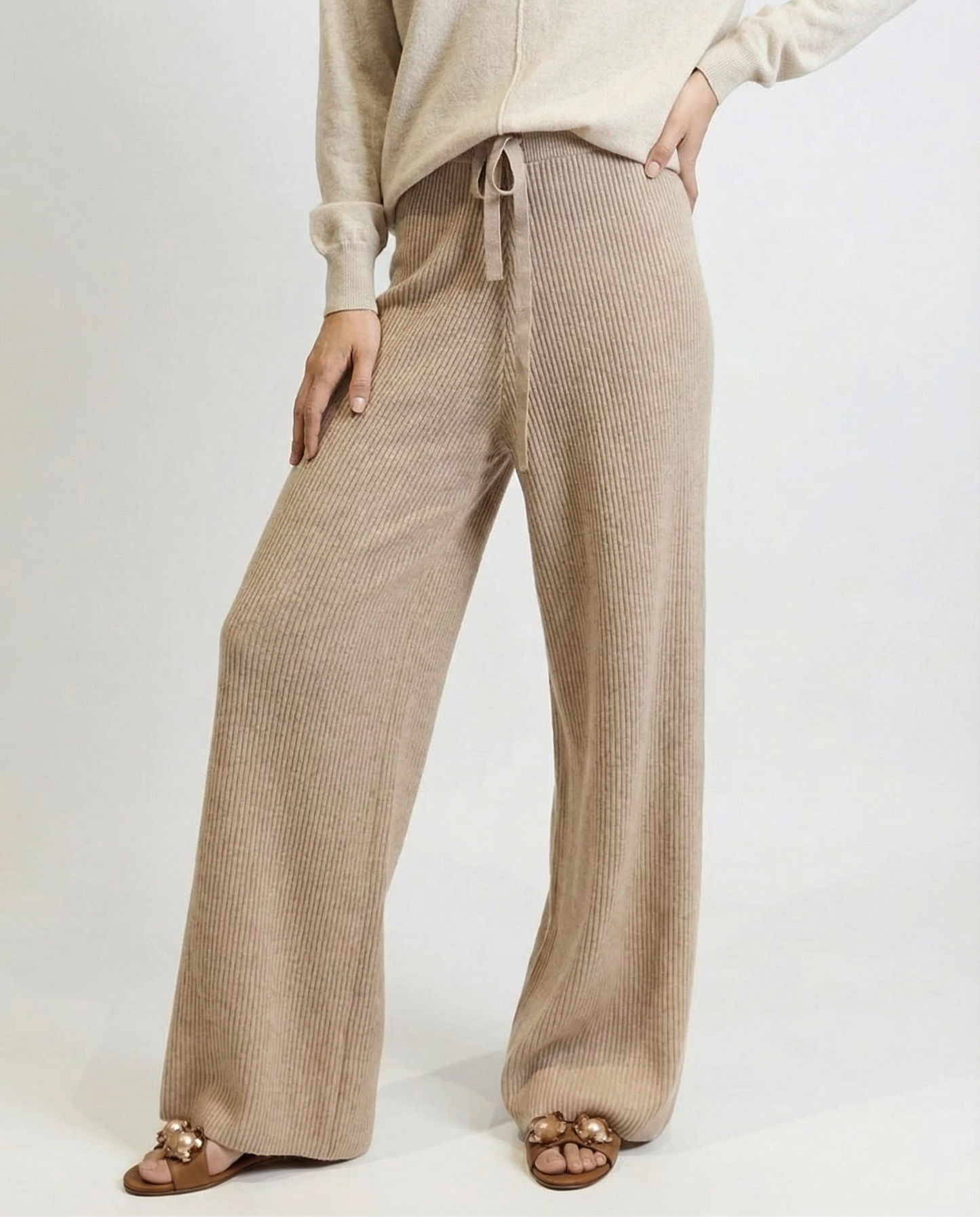 Wide Leg Knit Trousers