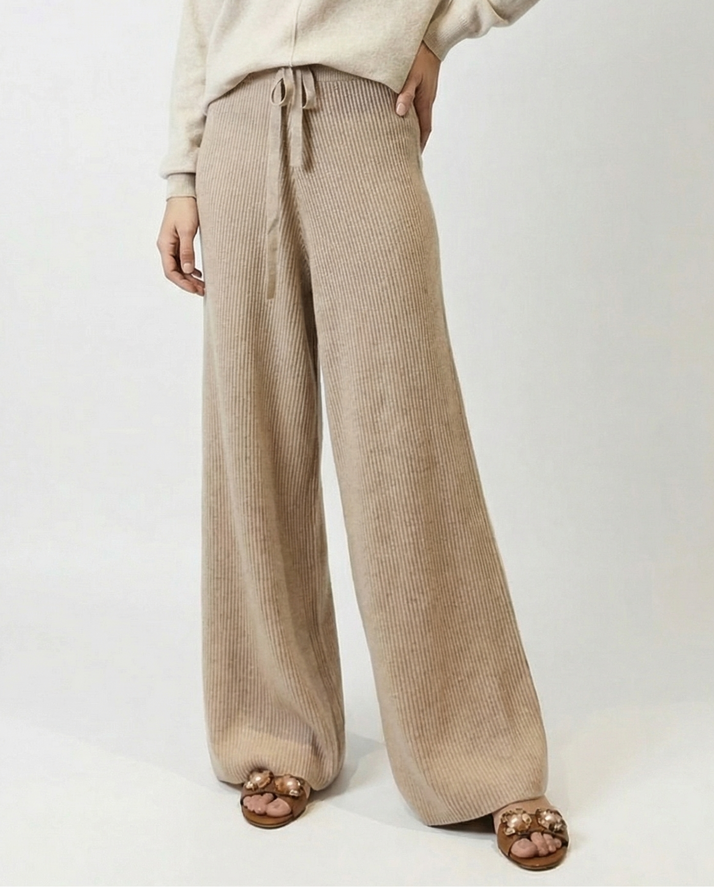 Wide Leg Knit Trousers