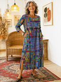 Cristina | Vestido Denim con Patchwork Étnico