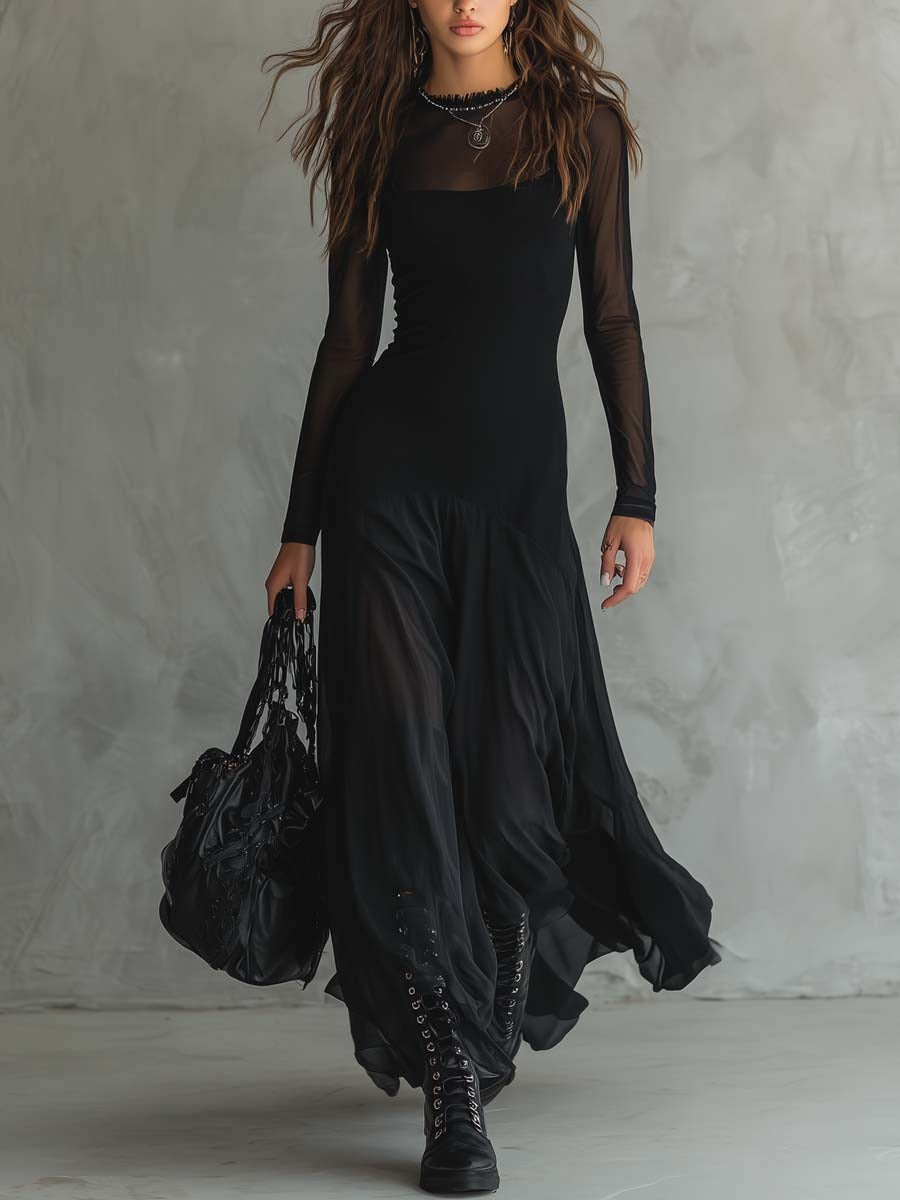 Yedra | Vestido maxi fluido de tul