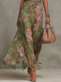 Sara | Vestido largo verde con estampado floral