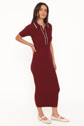 Conner | Vestido Tejido Bodycon Manga Corta - Borgoña
