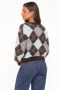 Fionna | Cardigan con Botones Estampado - Azul y Café