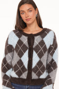 Fionna | Cardigan con Botones Estampado - Azul y Café