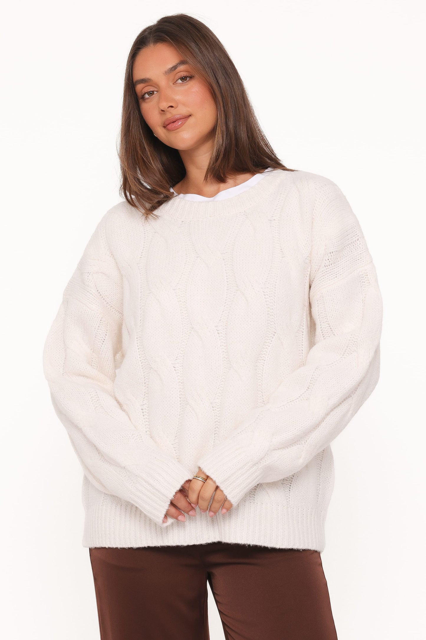 Fleming | Sweater Cable Knit Cuello Alto - Crema