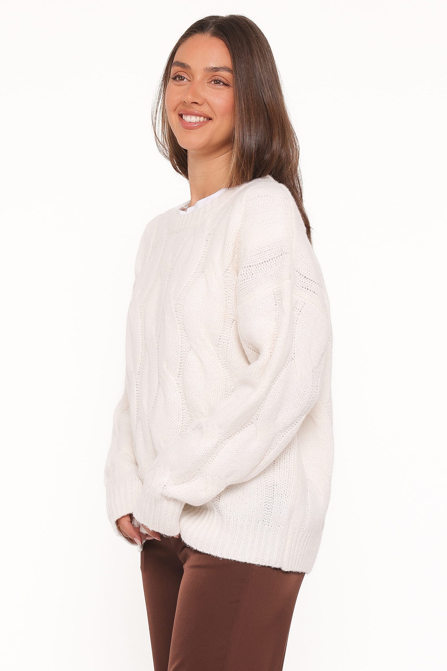 Fleming | Sweater Cable Knit Cuello Alto - Crema