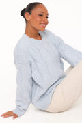 Fleming | Sweater Cable Knit Cuello Alto - Azul Claro