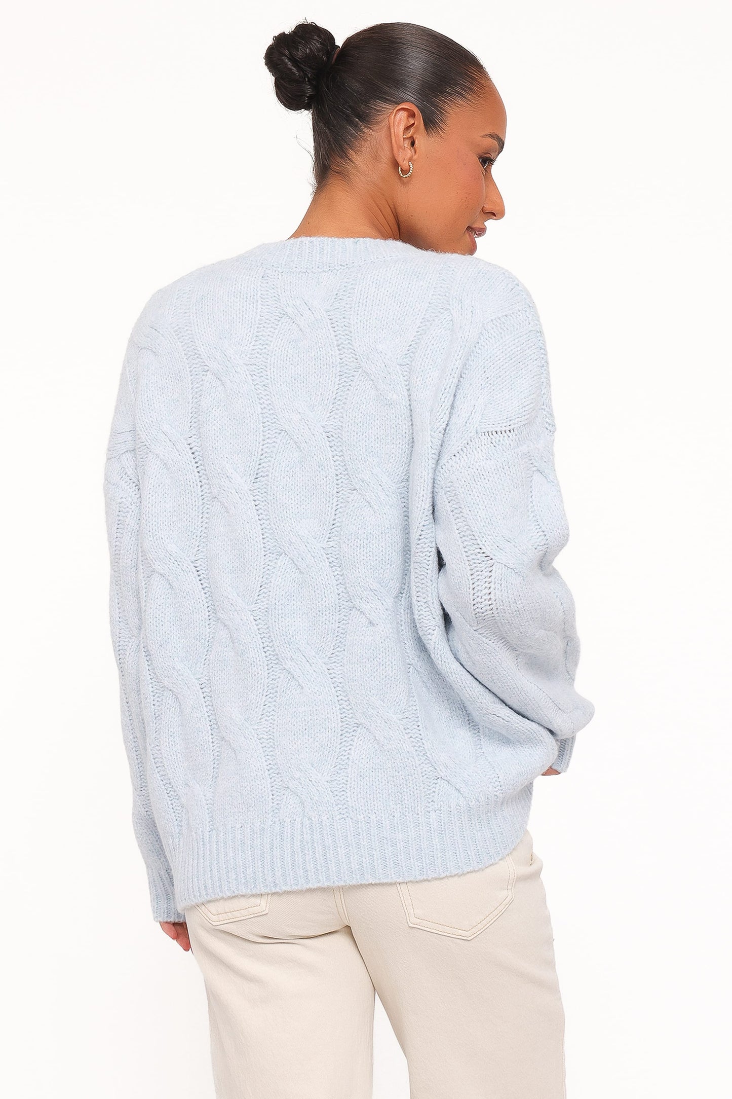 Fleming | Sweater Cable Knit Cuello Alto - Azul Claro