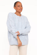 Fleming | Sweater Cable Knit Cuello Alto - Azul Claro