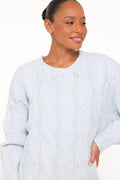Fleming | Sweater Cable Knit Cuello Alto - Azul Claro