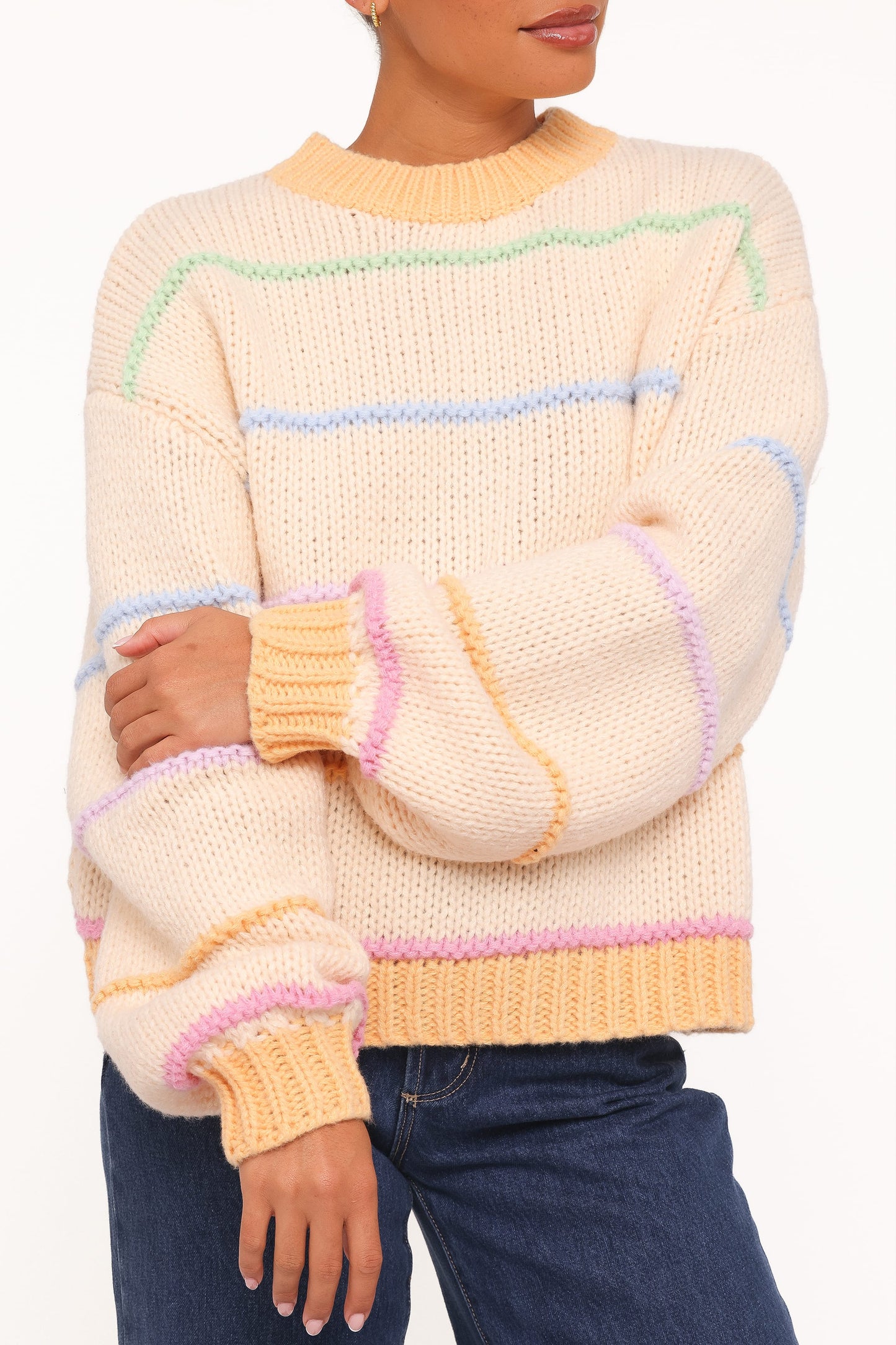 Hamilton | Sweater Texturizado a Rayas - Crema Multicolor