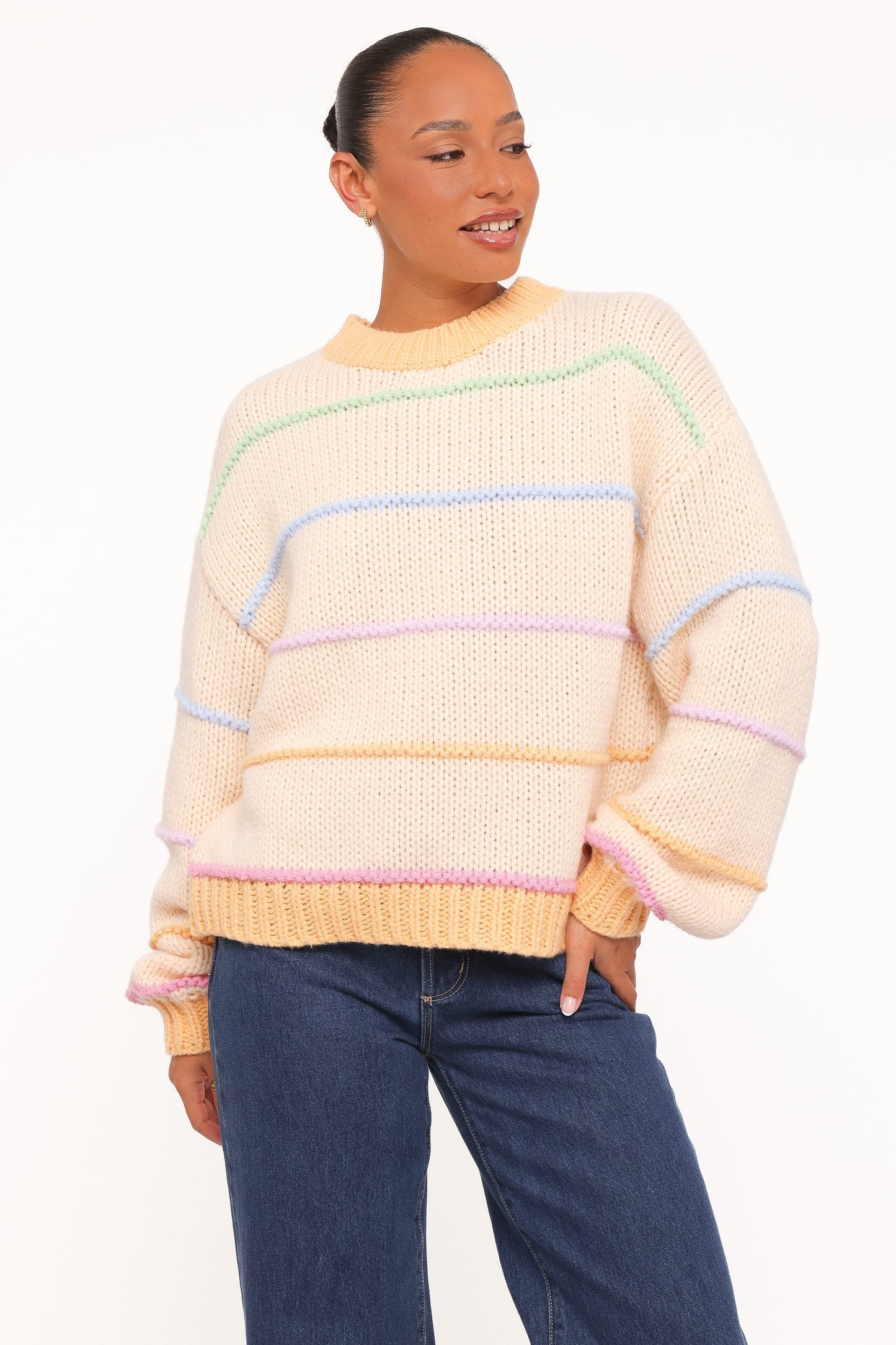 Hamilton | Sweater Texturizado a Rayas - Crema Multicolor