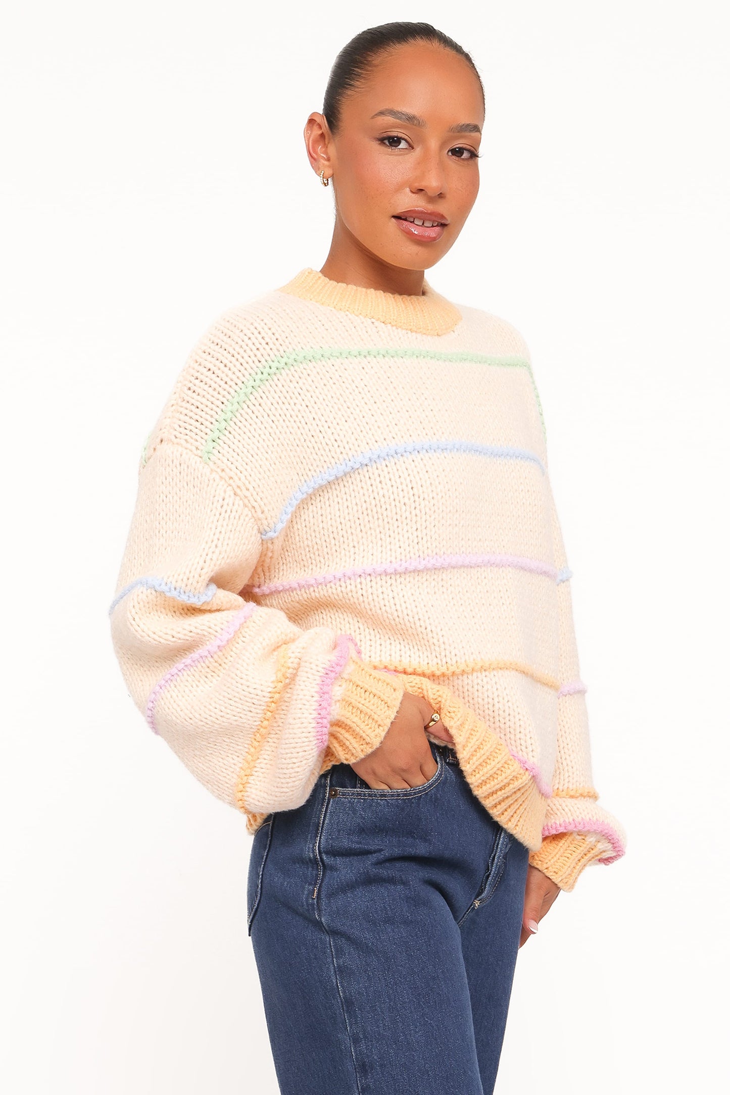 Hamilton | Sweater Texturizado a Rayas - Crema Multicolor