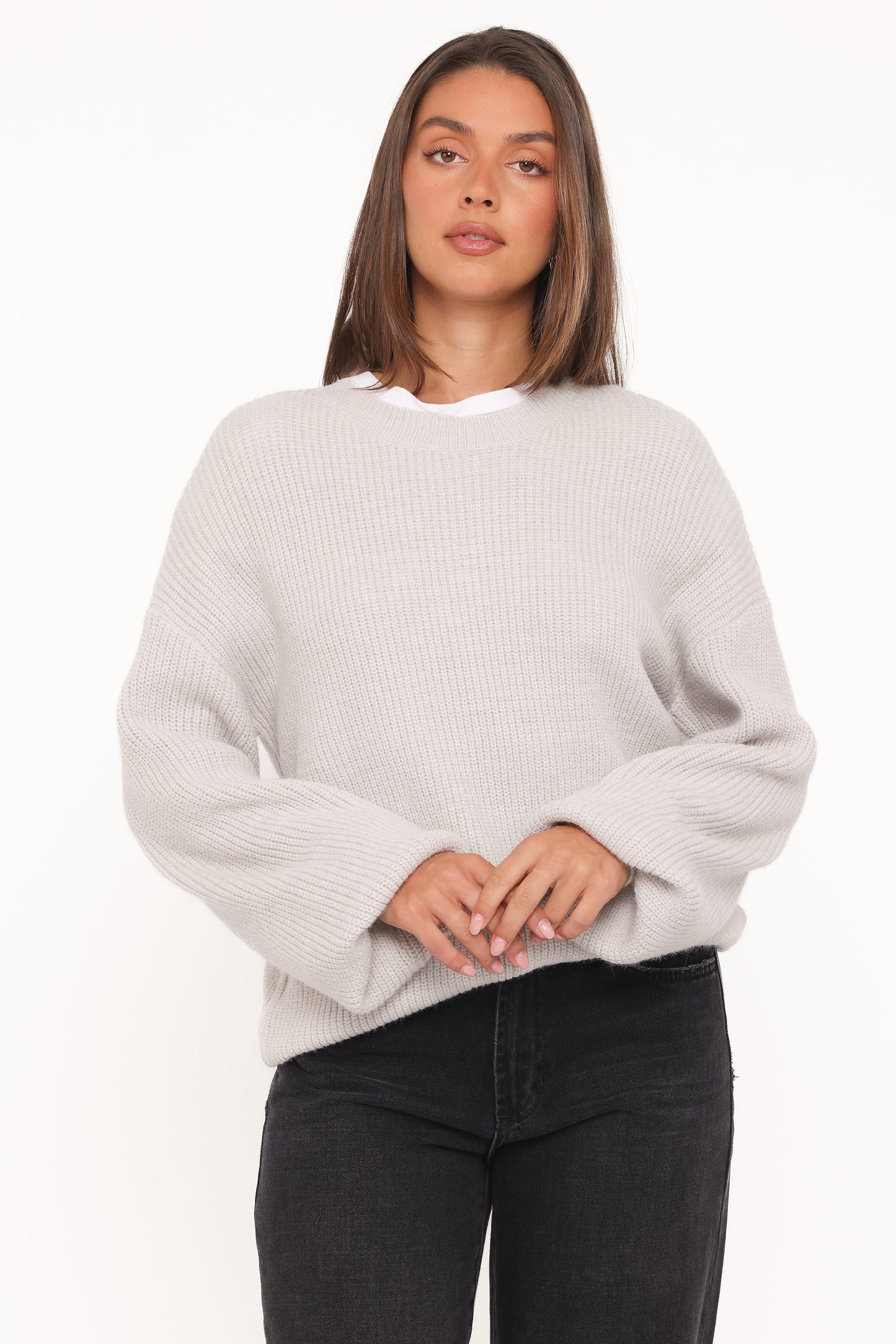 Indra | Sweater Waffle Texturizado - Gris Claro