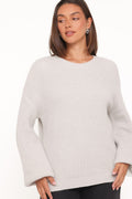 Indra | Sweater Waffle Texturizado - Gris Claro