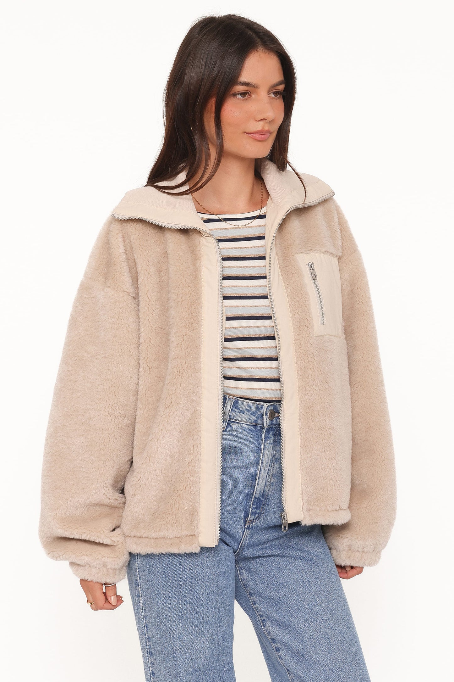 Branda | Chaqueta Sherpa con Cremallera - Beige