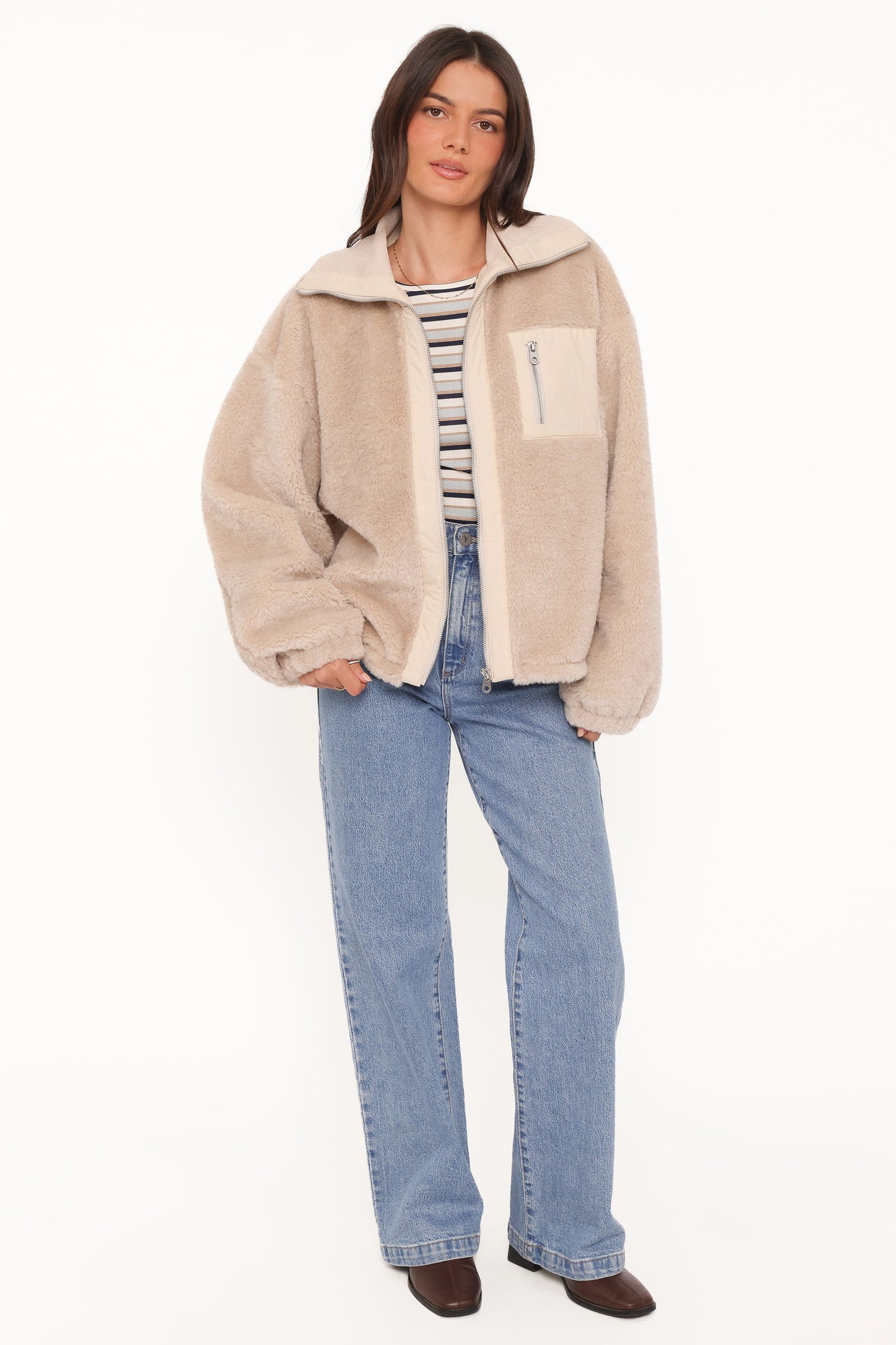 Branda | Chaqueta Sherpa con Cremallera - Beige