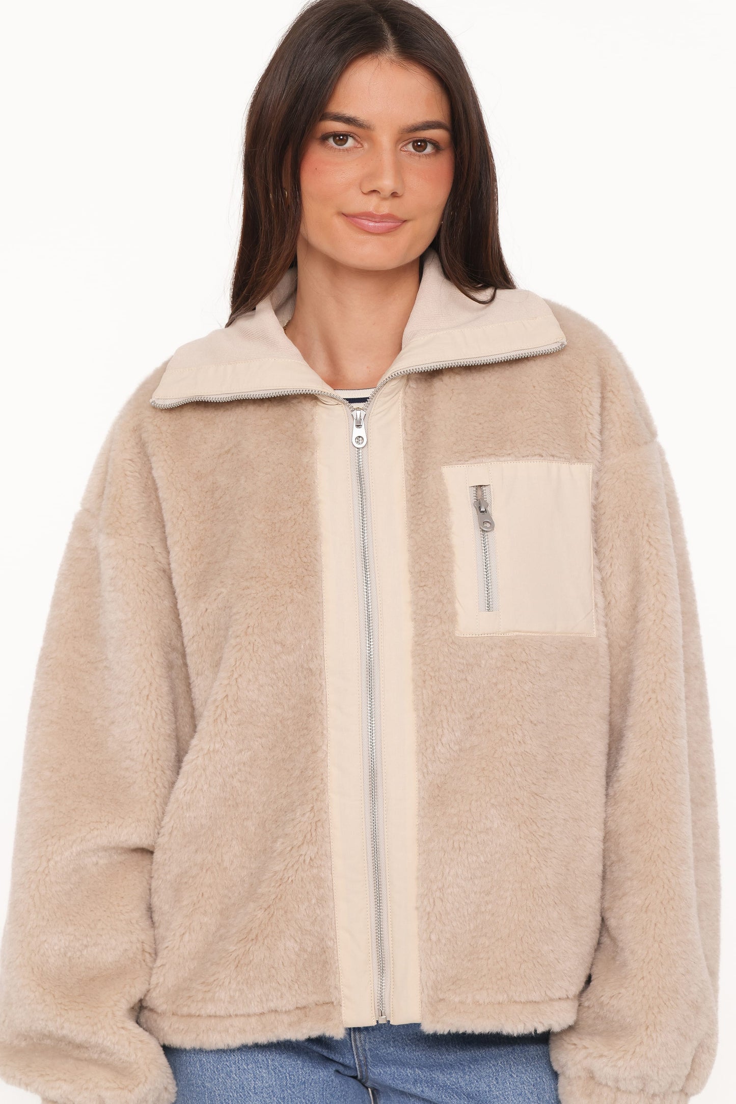 Branda | Chaqueta Sherpa con Cremallera - Beige