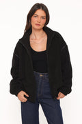 Jaydana | Bomber Fleece de Cuello Embudo - Negro
