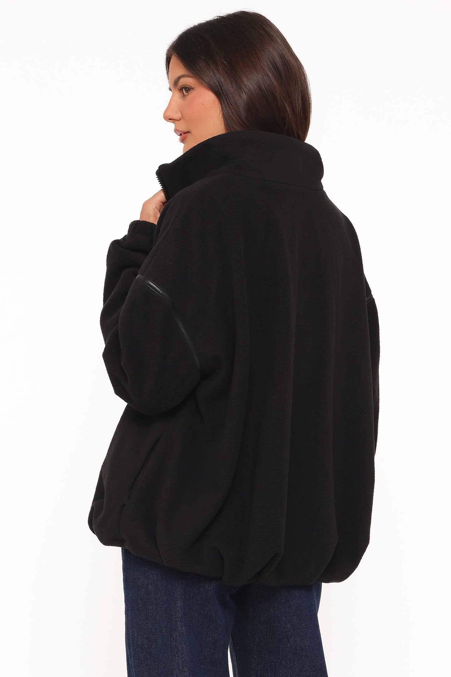 Jaydana | Bomber Fleece de Cuello Embudo - Negro