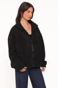 Jaydana | Bomber Fleece de Cuello Embudo - Negro