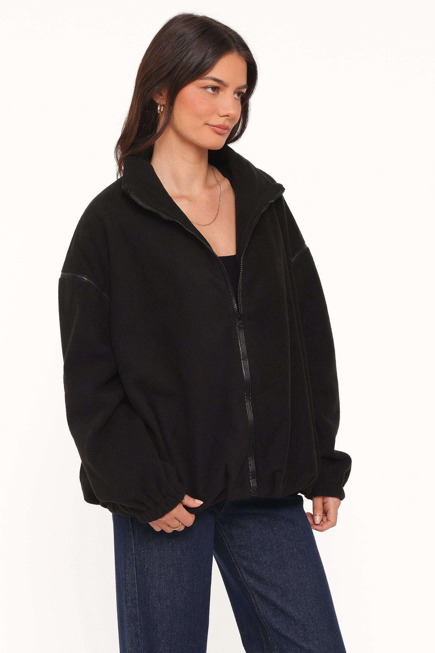 Jaydana | Bomber Fleece de Cuello Embudo - Negro