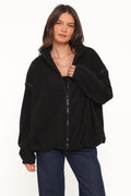Jaydana | Bomber Fleece de Cuello Embudo - Negro