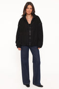 Jaydana | Bomber Fleece de Cuello Embudo - Negro