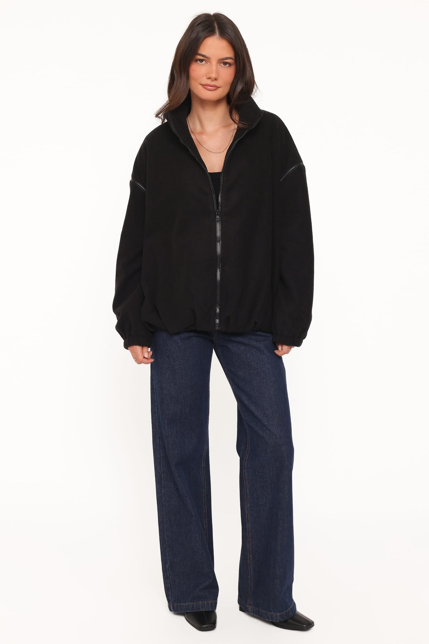 Jaydana | Bomber Fleece de Cuello Embudo - Negro