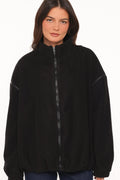 Jaydana | Bomber Fleece de Cuello Embudo - Negro