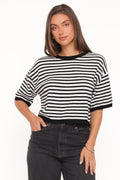 Ceres | Camiseta Tejida a Rayas - Negro y Blanco