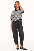 Ceres | Camiseta Tejida a Rayas - Negro y Blanco