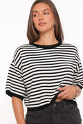 Ceres | Camiseta Tejida a Rayas - Negro y Blanco