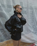 Chaqueta de cuero asimétrica Carla