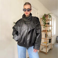 Chaqueta de cuero asimétrica Carla