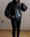Chaqueta de cuero asimétrica Carla