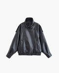 Chaqueta de cuero asimétrica Carla