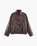 Chaqueta de cuero asimétrica Carla