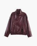 Chaqueta de cuero asimétrica Carla