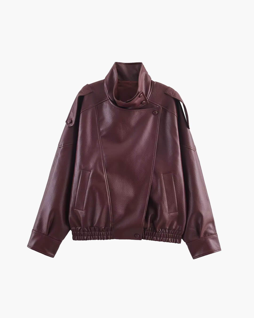 Chaqueta de cuero asimétrica Carla